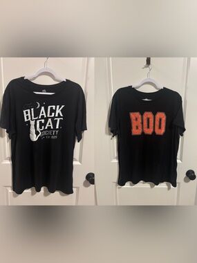 Lot of 2 Halloween Graphic T-Shirts Size XXL & XXXL Black Cat Boo